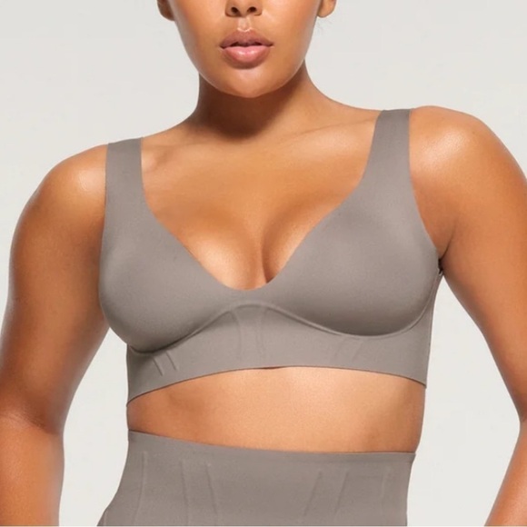 Skims bonded (B17) corset plunge bralette XXS in steel NWT - Picture 1 of 5